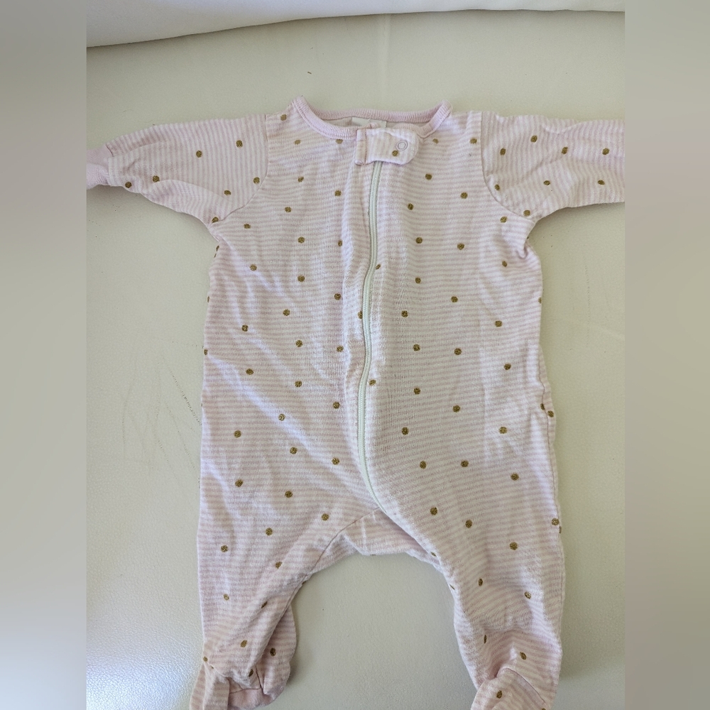 Gerber Pale Pink/Gold Dot Footed Sleeper NB